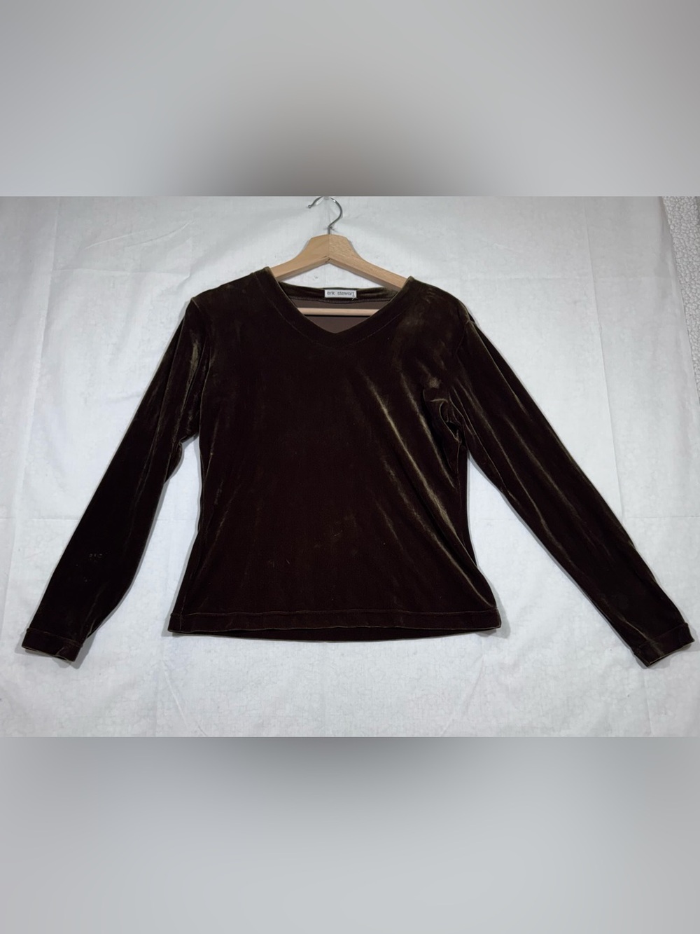 Erik Stewart Brown Velour Velvet Blouse Top Womens Size M 90's